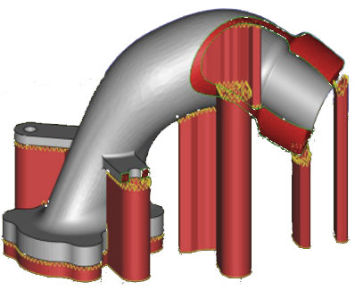 3D Computermodell eines Rohres das mit 3D Metalldruck gefertigt wird